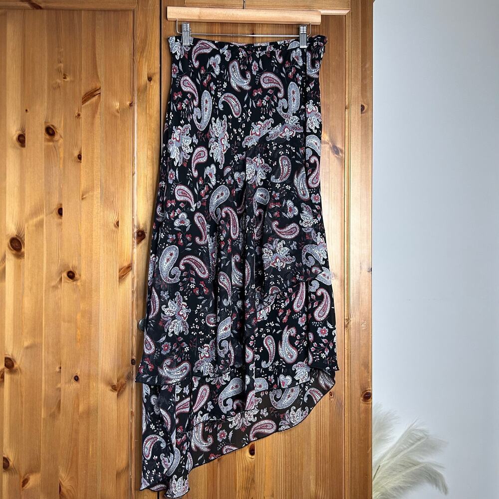 Vintage Y2K Hippie Boho Fairy Grunge Tiered Midi Skirt Dark Cottagecore Women 6